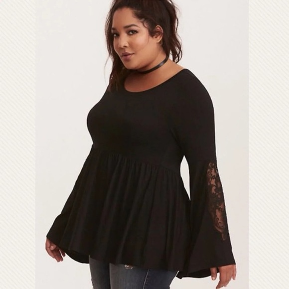 torrid Tops - 🌷TORRID 3 22/24 Black Lace Tie Back Babydoll Top